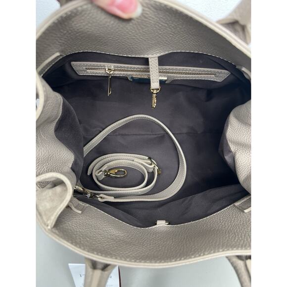 NWT Anna Paola Italian Leather Suede Satchel Riva Color Cappuccino - Picture 6 of 11